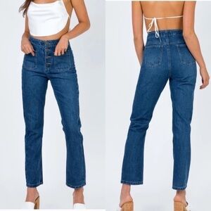 PRINCESS Polly Vela High Waisted Button Front Straight Leg Jeans | Size 2